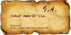 Inhof Ambrózia névjegykártya